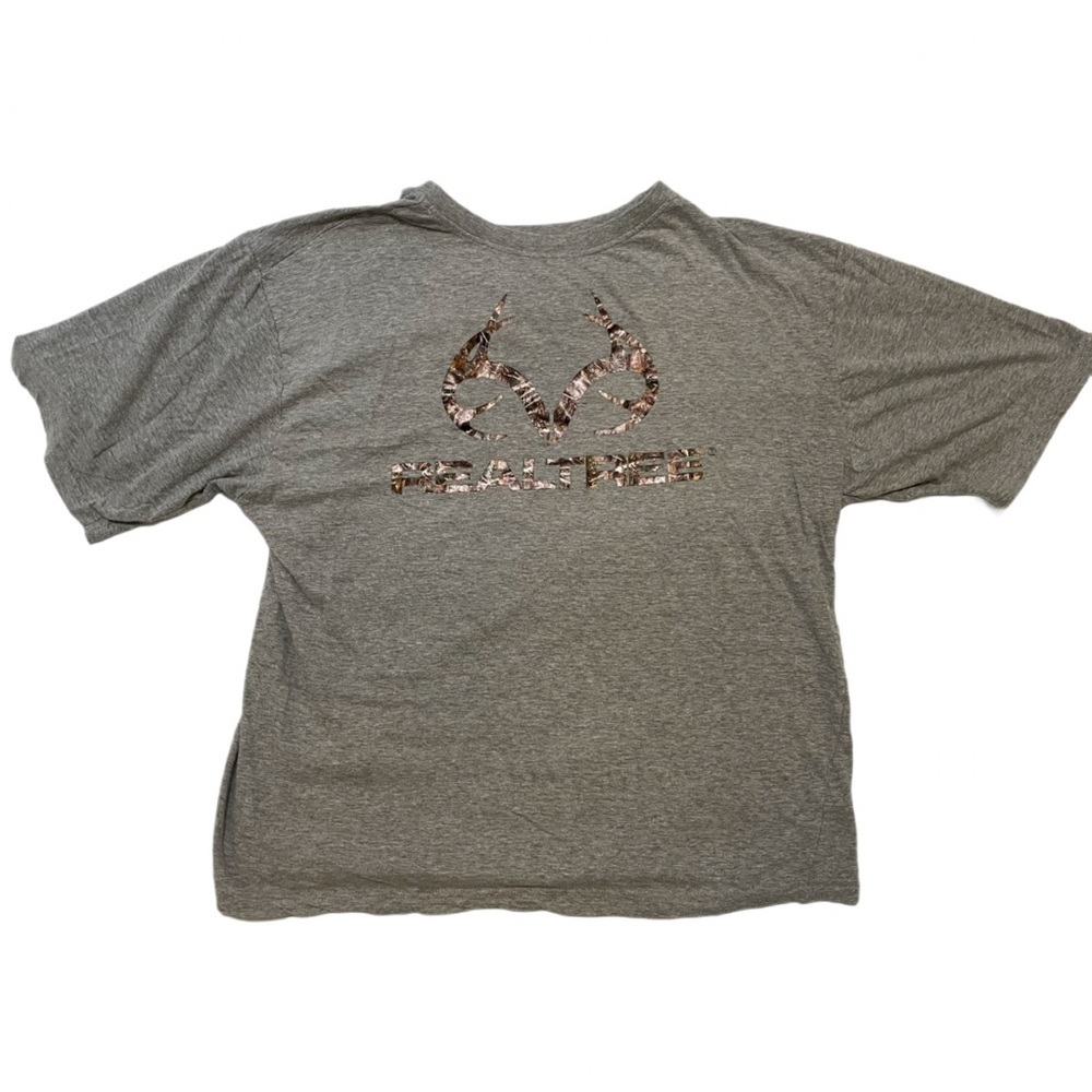 Realtree Men's Camo Antler Logo Tee Shirt Gray Large Hunting Outdoors